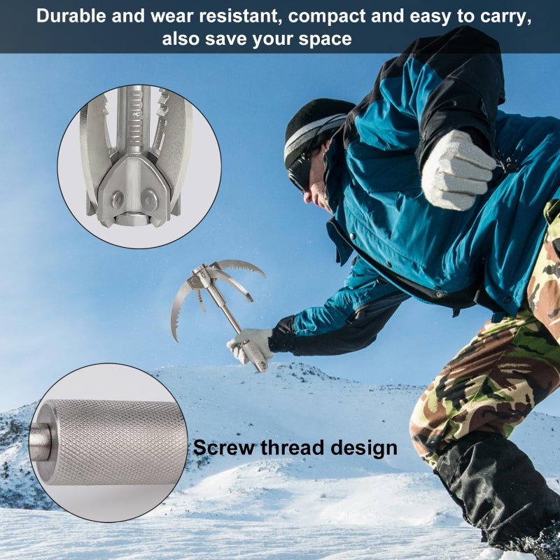 Ruipoo Grappling Hook Folding 4-Claw Multifunctional Stainless Steel Hook for Outdoor Camping Hiking Tree Rock Mountain Climbing - Image 2